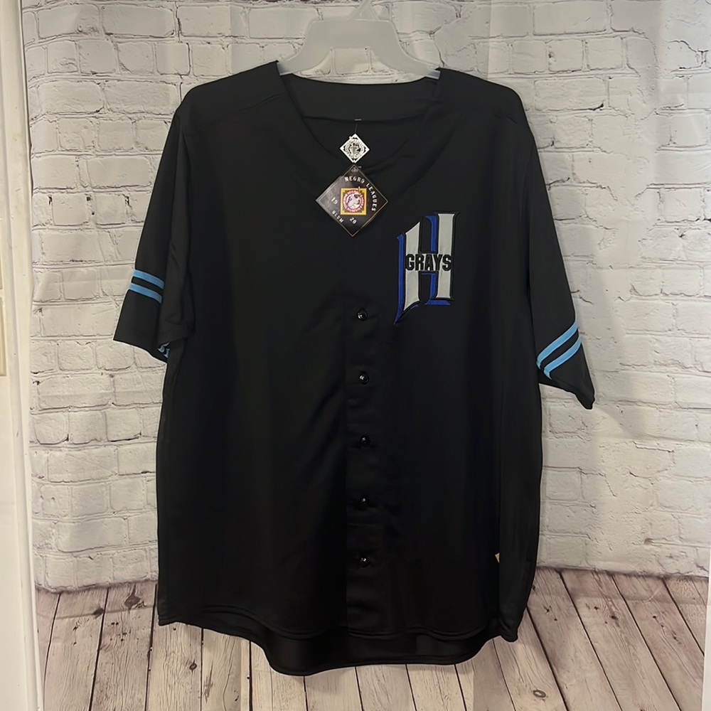 NLBM Homestead Grays Stitches Black Button-Down Jersey